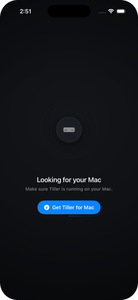 Tiller looking for a Mac on the network